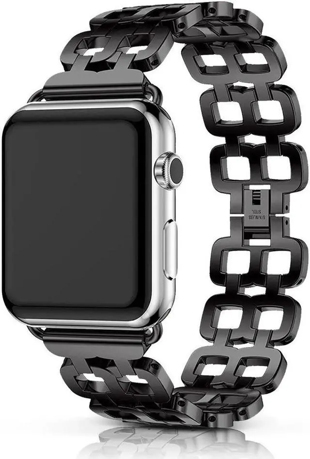 Main image of Compatible Apple Watch Band 40mm / 38mm - 44mm / 42mm for Men Women Replacement Stainless Steel Link Band Replacement for Apple Watch Series 4 3 2 1 Black 42mm