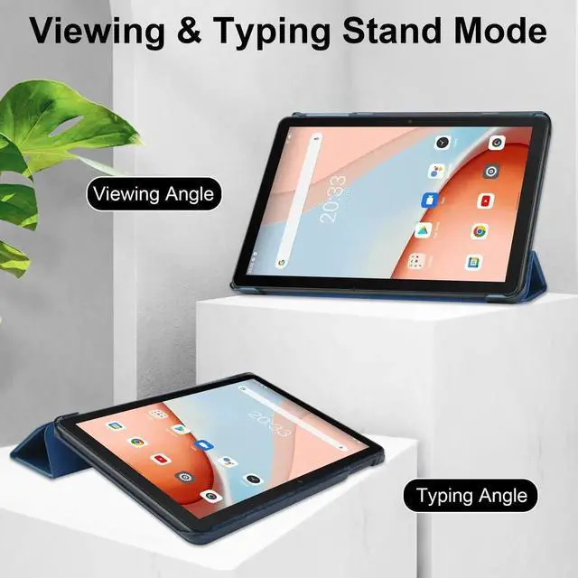 Alt view image 2 of 7 - Custer Case for Blackview Tab 7 WiFi / Tab 8 WiFi 10.1" Ultra-Thin PU-Leather Hard Shell Slim Translucent Frosted Hard Back Cover with Universal Stylus Pen Blue