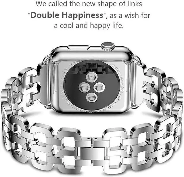 Alt view image 4 of 7 - Compatible Apple Watch Band 40mm / 38mm - 44mm / 42mm for Men Women Replacement Stainless Steel Link Band Replacement for Apple Watch Series 4 3 2 1 Silver 42mm