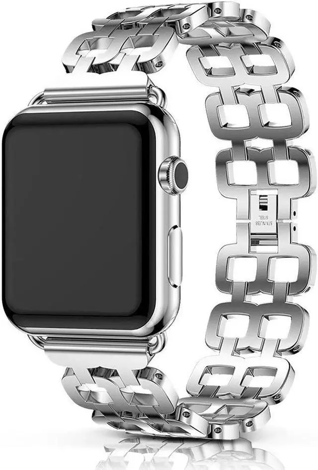 Main image of Compatible Apple Watch Band 40mm / 38mm - 44mm / 42mm for Men Women Replacement Stainless Steel Link Band Replacement for Apple Watch Series 4 3 2 1 Silver 42mm