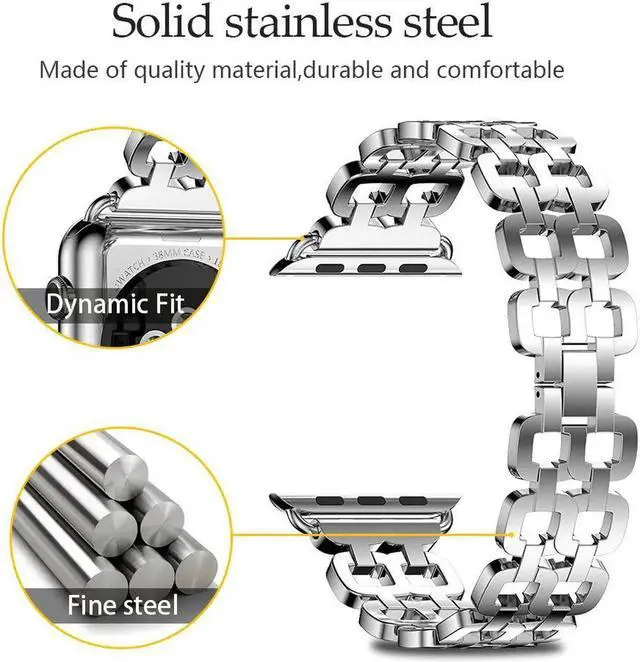 Alt view image 6 of 7 - Compatible Apple Watch Band 40mm / 38mm - 44mm / 42mm for Men Women Replacement Stainless Steel Link Band Replacement for Apple Watch Series 4 3 2 1 Silver 42mm