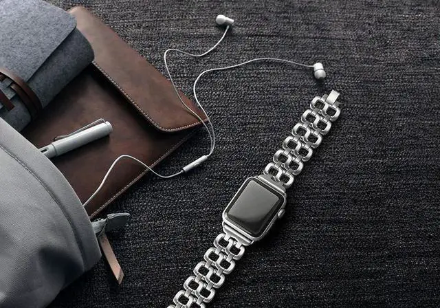 Alt view image 2 of 7 - Compatible Apple Watch Band 40mm / 38mm - 44mm / 42mm for Men Women Replacement Stainless Steel Link Band Replacement for Apple Watch Series 4 3 2 1 Silver 42mm