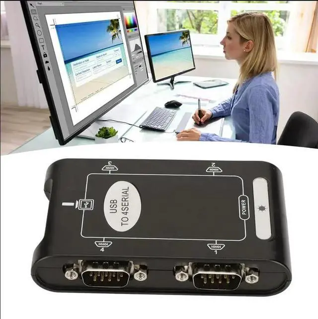 Alt view image 5 of 7 - USB to Serial Adapter, Com Reserved Function, 4 RS232 Ports, Compact Design Compact Design, USB to RS232 Adapter, Windows Compatible Suitable for Notebook Computers