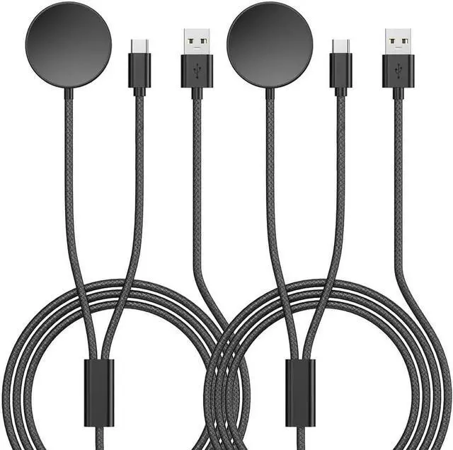 Main image of 2 in 1 Galaxy Watch 5/5 Pro Charger Compatible with Samsung Galaxy Watch 5/5 Pro/4/3/Active2/Active Wireless Charger Dock, Type-C Charging Cord for S22/S21/S20/S10/Note 20/10/9 3.3FT 2 Pack USB Cable