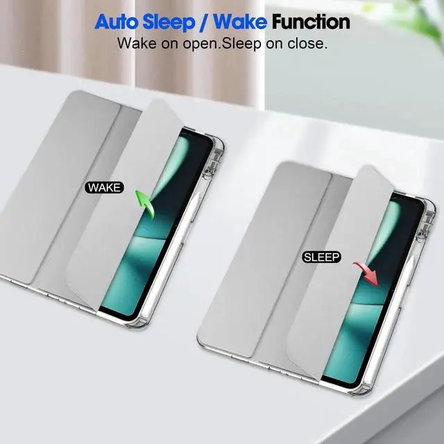 Alt view image 5 of 7 - Protective Case for Oppo OnePlus Pad 11.61 inch / Oppo Pad 2 11.61 inch 2023 with S Pen Holder, Transparent Hard Shell Back Trifold Smart Stand Cover with universal stylus Pen Silver