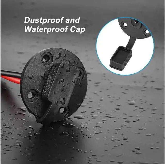 Alt view image 2 of 7 - SAE Power Socket Sidewall Port Weatherproof SAE Quick Connect Solar Panel Mount Universal Flush-Mountable Connector 12AWG SAE Cable with 8 Screws for Solar Generator Battery Charger - 2 Pack