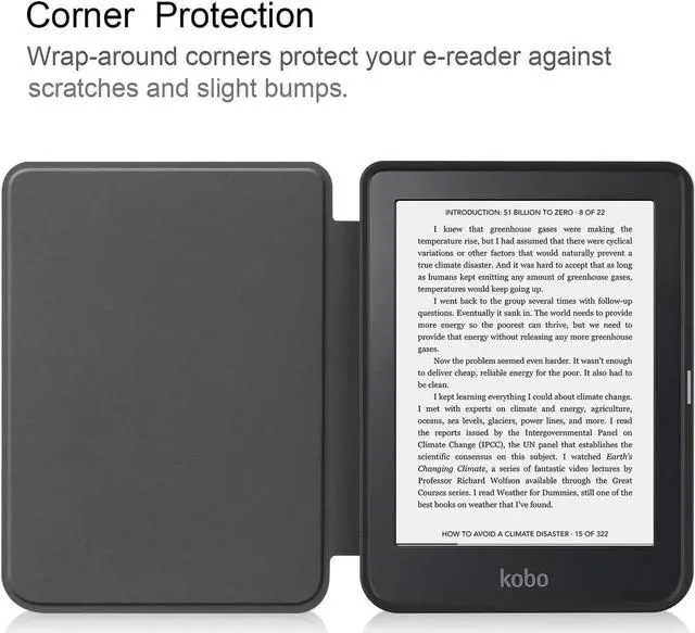 Alt view image 4 of 7 - Case for 6 inch Kobo Clara 2E / Tolino Shine 4, 2022 Released, Ultra Slim Lightweight Folio Premium PU Leather Protective Cover with Auto Sleep/Wake Function, 2 in 1 Stylus Pen
