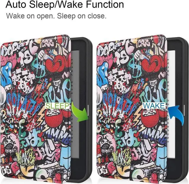 Alt view image 7 of 7 - Case for 6 inch Kobo Clara 2E / Tolino Shine 4, 2022 Released, Ultra Slim Lightweight Folio Premium PU Leather Protective Cover with Auto Sleep/Wake Function, 2 in 1 Stylus Pen Colorful Tree