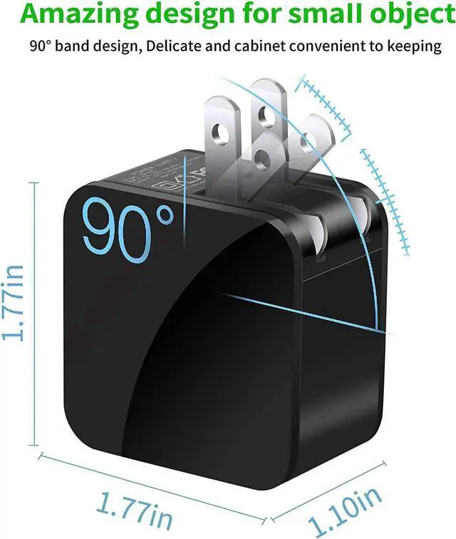 Alt view image 4 of 7 - Wall Charger Digital Travel Charger 2.4A Dual USB Port Charge Power Adapter with LED Display,IC Smart Explosion Protection and Foldable Plug,for iPhone,Android,Power Bank and More (Black)