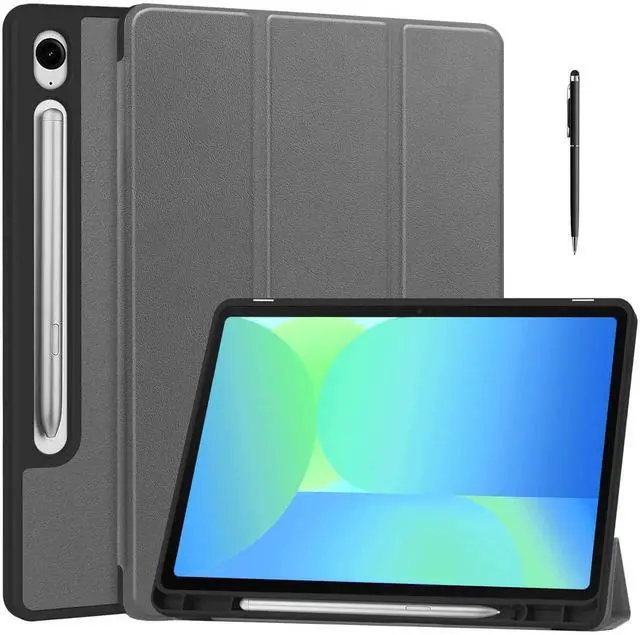 Main image of Case for Samsung Galaxy Tab S10 FE / S9 FE 10.9 Inch, Slim Smart Cover Lightweight Hard Shell Protective Cover with Multi-Angle Stand, Universal Stylus Pen Grey