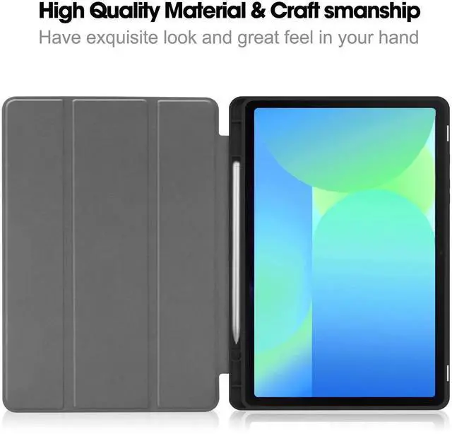 Alt view image 3 of 7 - Case for Samsung Galaxy Tab S10 FE / S9 FE 10.9 Inch, Slim Smart Cover Lightweight Hard Shell Protective Cover with Multi-Angle Stand, Universal Stylus Pen Grey