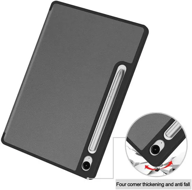 Alt view image 7 of 7 - Case for Samsung Galaxy Tab S10 FE / S9 FE 10.9 Inch, Slim Smart Cover Lightweight Hard Shell Protective Cover with Multi-Angle Stand, Universal Stylus Pen Grey