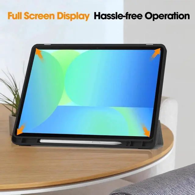 Alt view image 6 of 7 - Case for Samsung Galaxy Tab S10 FE / S9 FE 10.9 Inch, Slim Smart Cover Lightweight Hard Shell Protective Cover with Multi-Angle Stand, Universal Stylus Pen Grey