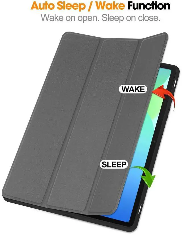 Alt view image 4 of 7 - Case for Samsung Galaxy Tab S10 FE / S9 FE 10.9 Inch, Slim Smart Cover Lightweight Hard Shell Protective Cover with Multi-Angle Stand, Universal Stylus Pen Grey