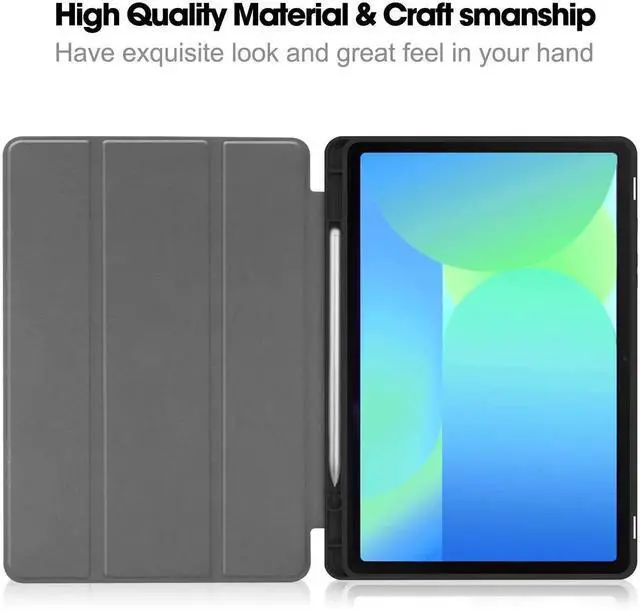 Alt view image 5 of 7 - Case for Samsung Galaxy Tab S10 FE / S9 FE 10.9 Inch, Slim Smart Cover Lightweight Hard Shell Protective Cover with Multi-Angle Stand, Universal Stylus Pen Red