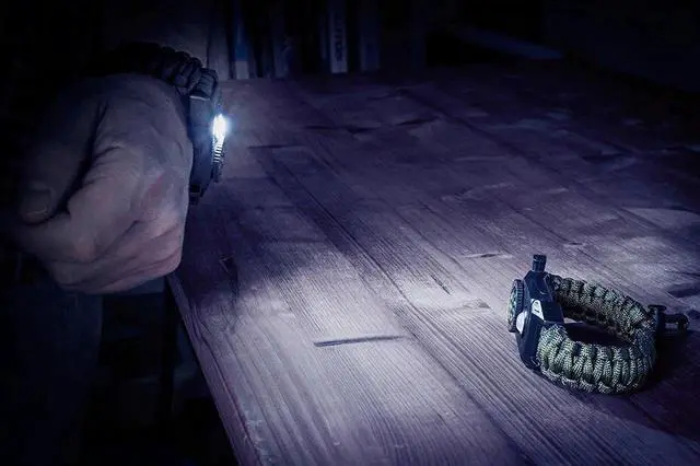 Alt view image 5 of 7 - 2 Packs Survival Paracord Bracelet with Compass Fire Starter LED Light SOS Emergency Knife Whistle for Outdoor Camping Hiking Travel