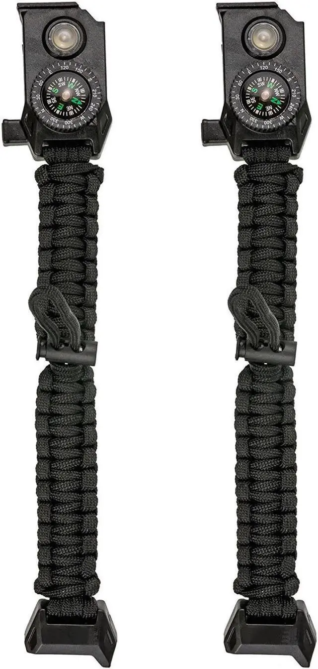 Alt view image 7 of 7 - 2 Packs Survival Paracord Bracelet with Compass Fire Starter LED Light SOS Emergency Knife Whistle for Outdoor Camping Hiking Travel
