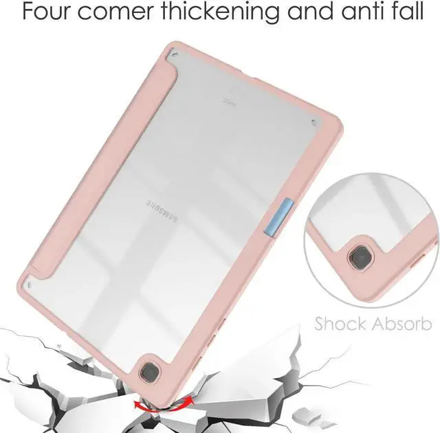 Alt view image 3 of 7 - Slim Case for Samsung Galaxy Tab S6 Lite 10.4 Inch 2022 2020 Model SM-P610/P613/P615/P619 with S Pen Holder, Stylus Pen, Shockproof Cover with Clear Transparent Back Shell Rose Gold