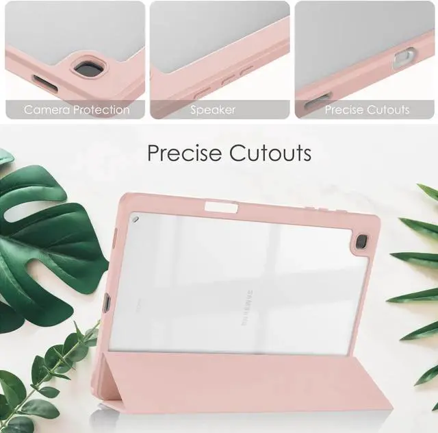 Alt view image 7 of 7 - Slim Case for Samsung Galaxy Tab S6 Lite 10.4 Inch 2022 2020 Model SM-P610/P613/P615/P619 with S Pen Holder, Stylus Pen, Shockproof Cover with Clear Transparent Back Shell Rose Gold
