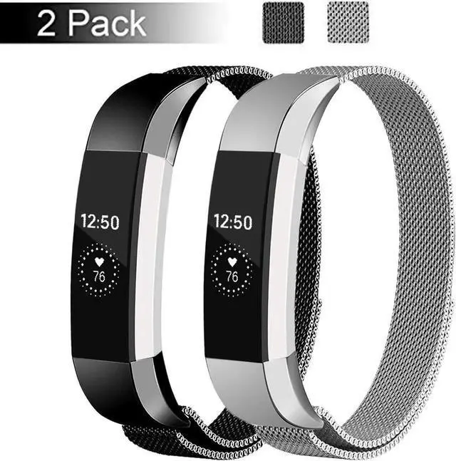 Main image of 2PCS Replacement Metal Bands for Fitbit Alta and Fitbit Alta HR Adjustable Milanese Stainless Steel Mesh Magnetic Replacement Strap Replacement Band for Women & Men Gift