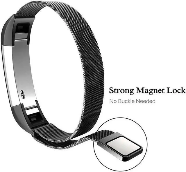 Alt view image 3 of 7 - 2PCS Replacement Metal Bands for Fitbit Alta and Fitbit Alta HR Adjustable Milanese Stainless Steel Mesh Magnetic Replacement Strap Replacement Band for Women & Men Gift