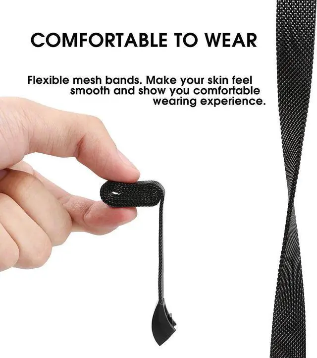 Alt view image 5 of 7 - 2PCS Replacement Metal Bands for Fitbit Alta and Fitbit Alta HR Adjustable Milanese Stainless Steel Mesh Magnetic Replacement Strap Replacement Band for Women & Men Gift