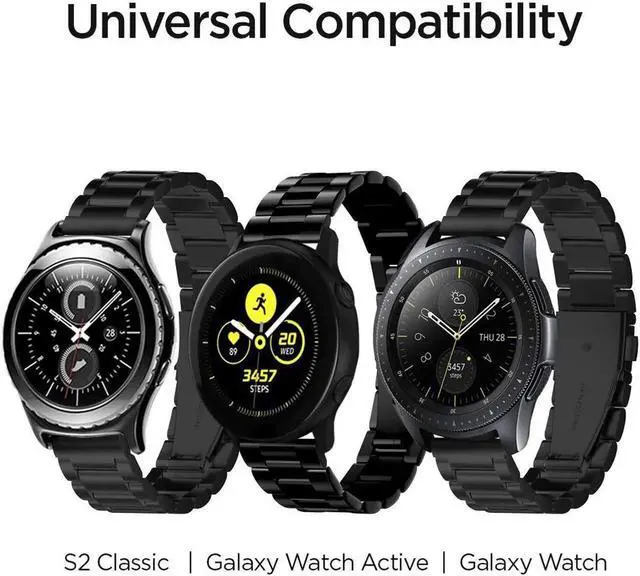 Alt view image 3 of 7 - Werleo Stainless Steel Metal Band Bracelet Strap Compatible with Samsung Galaxy Watch 42mm / Ticwatch E / Galaxy Watch Active 40mm / Gear S2 Classic Black/White