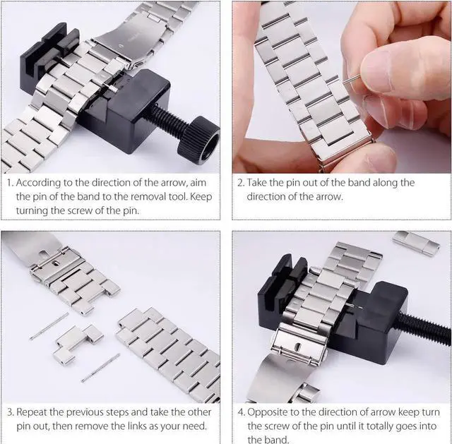 Alt view image 4 of 7 - Werleo Stainless Steel Metal Band Bracelet Strap Compatible with Samsung Galaxy Watch 42mm / Ticwatch E / Galaxy Watch Active 40mm / Gear S2 Classic Silver