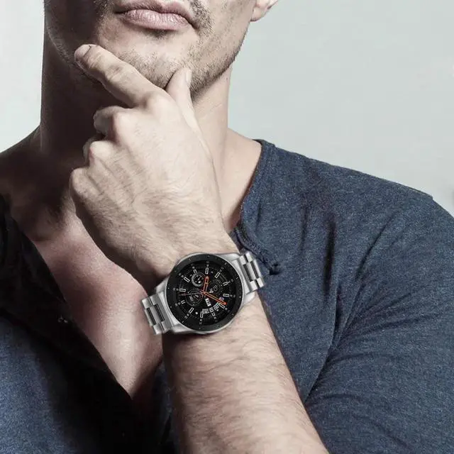 Alt view image 6 of 7 - Werleo Stainless Steel Metal Band Bracelet Strap Compatible with Samsung Galaxy Watch 42mm / Ticwatch E / Galaxy Watch Active 40mm / Gear S2 Classic Silver