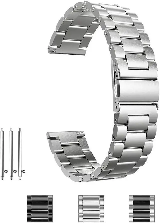 Alt view image 7 of 7 - Werleo Stainless Steel Metal Band Bracelet Strap Compatible with Samsung Galaxy Watch 42mm / Ticwatch E / Galaxy Watch Active 40mm / Gear S2 Classic Silver