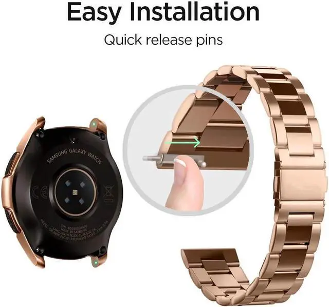 Alt view image 4 of 7 - Werleo Stainless Steel Metal Band Bracelet Strap Compatible with Samsung Galaxy Watch 42mm / Ticwatch E / Galaxy Watch Active 40mm / Gear S2 Classic