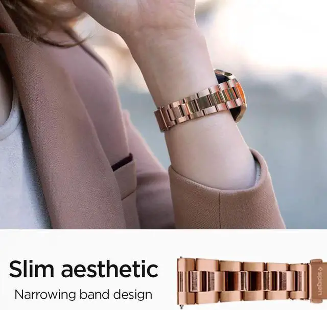 Alt view image 2 of 7 - Werleo Stainless Steel Metal Band Bracelet Strap Compatible with Samsung Galaxy Watch 42mm / Ticwatch E / Galaxy Watch Active 40mm / Gear S2 Classic