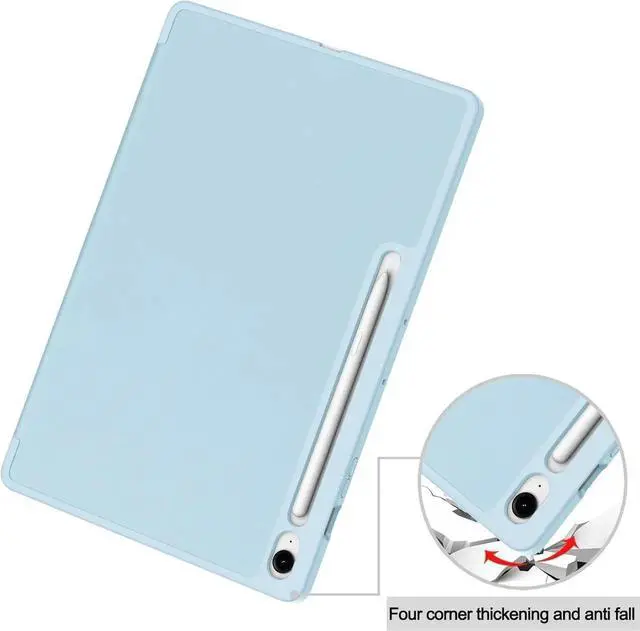 Alt view image 5 of 7 - Case for Samsung Galaxy Tab S10 FE Plus / S10 FE+ 13.1 inch SM-X620/X626B/X628U, Slim Smart Cover Lightweight Hard Shell Protective Cover with Multi-Angle Stand, Universal Stylus Pen Light Blue