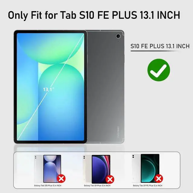 Alt view image 6 of 7 - Case for Samsung Galaxy Tab S10 FE Plus / S10 FE+ 13.1 inch SM-X620/X626B/X628U, Slim Smart Cover Lightweight Hard Shell Protective Cover with Multi-Angle Stand, Universal Stylus Pen Light Blue