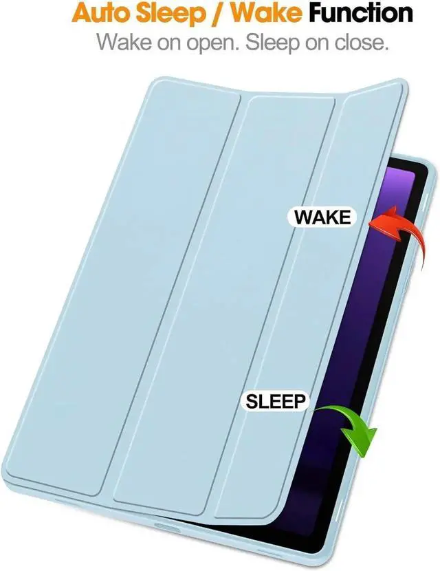 Alt view image 4 of 7 - Case for Samsung Galaxy Tab S10 FE Plus / S10 FE+ 13.1 inch SM-X620/X626B/X628U, Slim Smart Cover Lightweight Hard Shell Protective Cover with Multi-Angle Stand, Universal Stylus Pen Light Blue