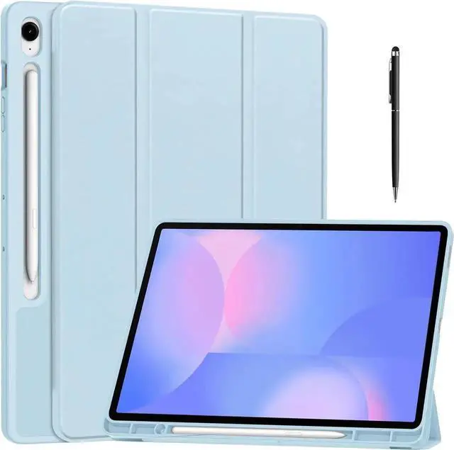 Main image of Case for Samsung Galaxy Tab S10 FE Plus / S10 FE+ 13.1 inch SM-X620/X626B/X628U, Slim Smart Cover Lightweight Hard Shell Protective Cover with Multi-Angle Stand, Universal Stylus Pen Light Blue