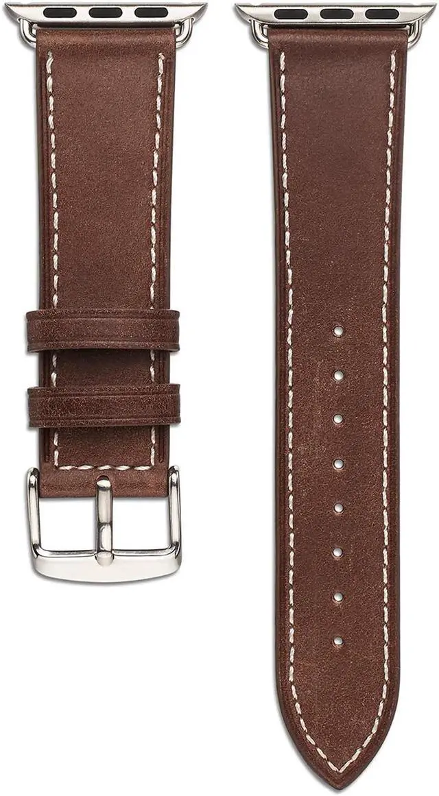 Alt view image 5 of 6 - Werleo Compatible Apple Watch Band 42mm 44mm, Genuine Leather Replacement for iwatch Strap Compatible with Apple Watch Series 4 (44mm) Series 3 Series 2 Series 1 (42mm) Sport Edition