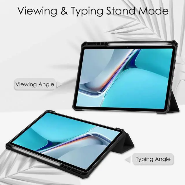 Alt view image 5 of 7 - Case for Huawei MatePad 11 2021 10.95 inch, Smart Slim Trifold Stand Cover with Pencil Holder, Auto Sleep / Wake, Clear Transparent Back Shell for Huawei MatePad 11 2021 Black