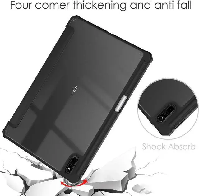 Alt view image 6 of 7 - Case for Huawei MatePad 11 2021 10.95 inch, Smart Slim Trifold Stand Cover with Pencil Holder, Auto Sleep / Wake, Clear Transparent Back Shell for Huawei MatePad 11 2021 Black