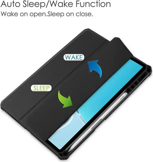 Alt view image 7 of 7 - Case for Huawei MatePad 11 2021 10.95 inch, Smart Slim Trifold Stand Cover with Pencil Holder, Auto Sleep / Wake, Clear Transparent Back Shell for Huawei MatePad 11 2021 Black