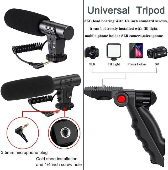 Alt view image 7 of 7 - Professional Smartphone Vlog Shooting Kits with Microphone LED Light Camera Tripod Holder for Live Photography YouTube Recording