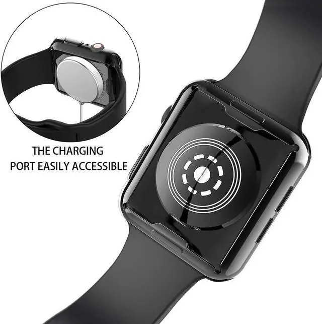 Alt view image 4 of 7 - Case for Apple Watch Series 4 Screen Protector 40mm 2018 New iWatch Overall Protective Case TPU HD Black Ultra-Thin Cover for Apple Watch Series 4 - 1 Black+1 Transparent