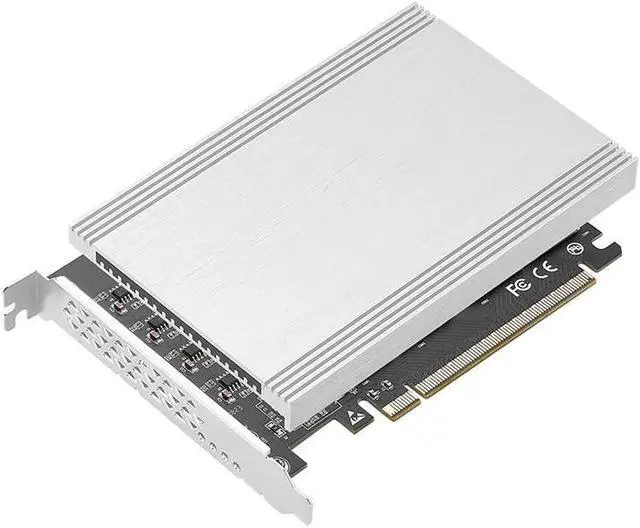 Alt view image 4 of 7 - Quad M.2 PCIe 4.0 / PCIe 3.0 X16 Expansion Card with Heatsink, Support 4 x PCIe NVME M.2 SSD, RAID-on-CPU (VROC) in Intel Platform and PCIe 4.0 RAID in AMD Platform, M/B PCIe Bifurcation is Required