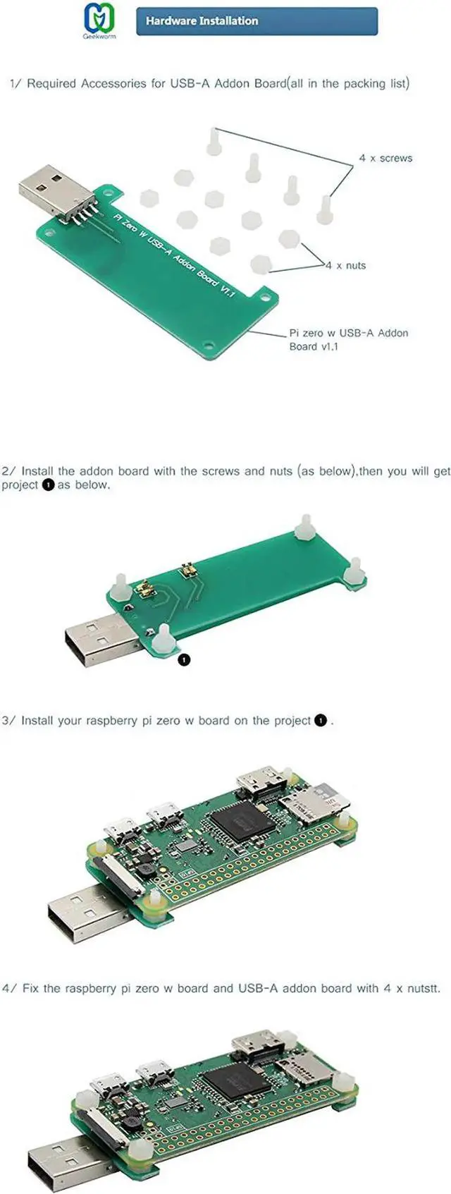 Alt view image 3 of 7 - Raspberry Pi Zero W USB-A Addon Board V1.1 No Data Line Required Plug in Then Play Provide A Full Sized USB Type-A Connector with Protective Acrylic Case for Raspberry Pi Zero or Zero W