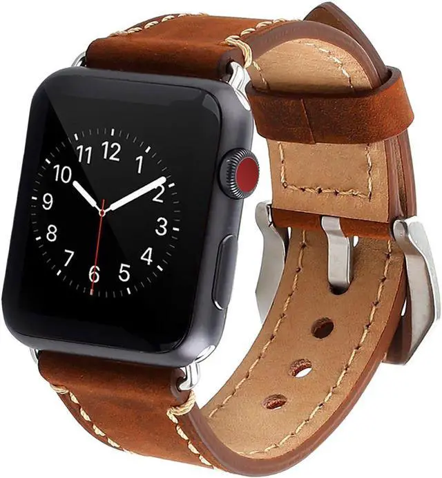 Main image of For Apple Watch Band 38mm Genuine Leather iWatch Bands Strap Vintage Brown with Stainless Metal Clasp for Apple Watch Series 3 Series 2 Series 1 Sport Edition