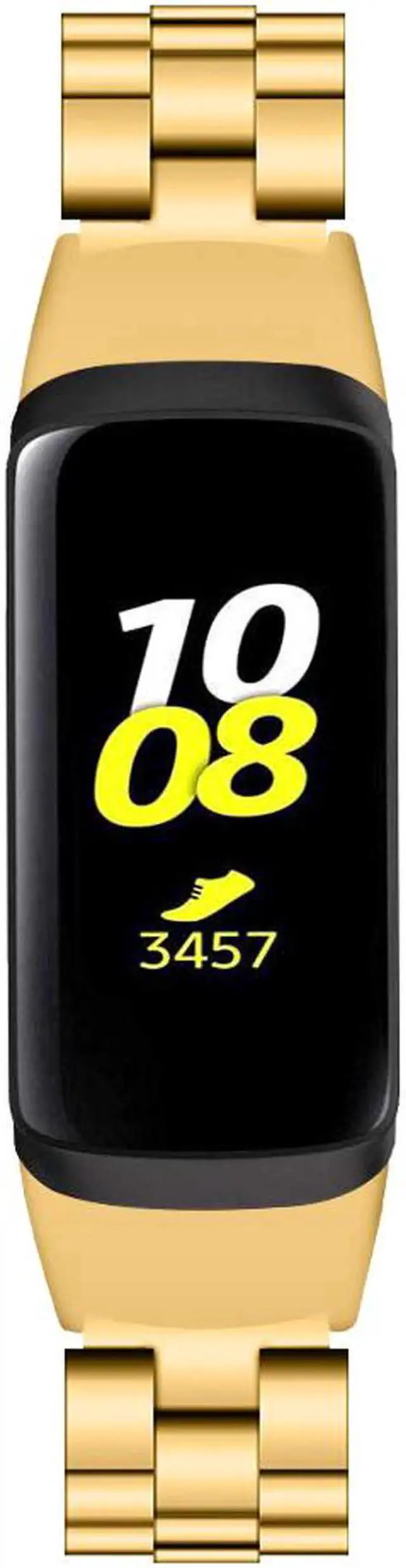 Alt view image 4 of 4 - Werleo Compatible with Samsung Galaxy Fit SM-R370 Bands Galaxy Fit Watch Band Solid Stainless Steel Metal Replacement Bracelet Strap fit Galaxy Fit SM-R370 Smart Watch Gold