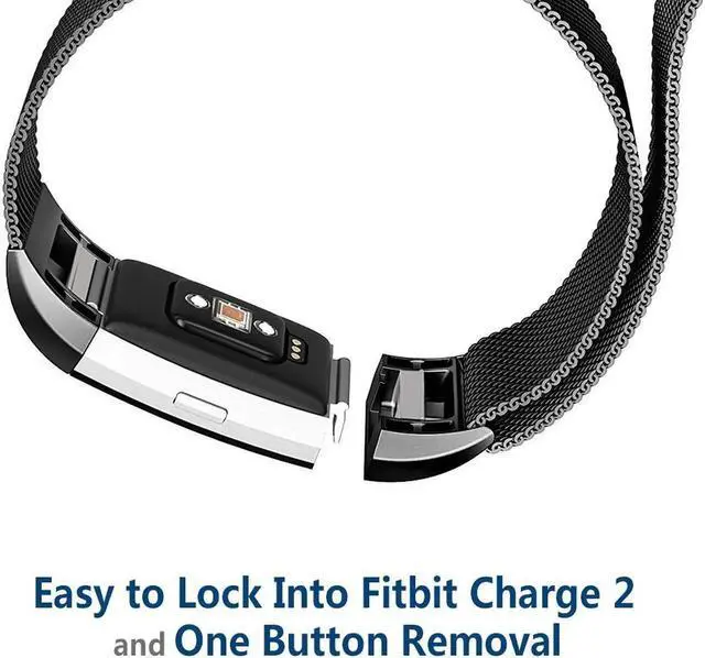 Alt view image 3 of 7 - Werleo Compatible for Fitbit Charge 2 Band Small / Large Replacement Milanese Band Strap with Magnetic Closure Clasp for Fitbit Charge 2