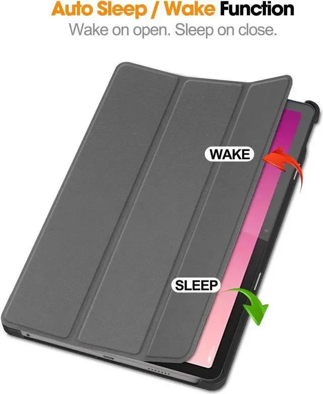 Alt view image 2 of 7 - Case for Lenovo Tab M10 5G 10.6 Inch 2023 TB-360ZU TB-360XU, Tri fold Slim Lightweight Hard Shell Smart Protective Cover with Multi-Angle Stand, Universal Stylus Pen Gray