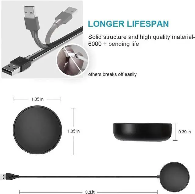 Alt view image 6 of 7 - 2 Pack Compatible with Samsung Galaxy Watch 4/4 Classic/3/Active/Active 2 Wireless Charging Dock,Trami Replacement USB Charger Cable Cord Stand for Galaxy Watch 4/4 Classic/3 /Active/Active 2