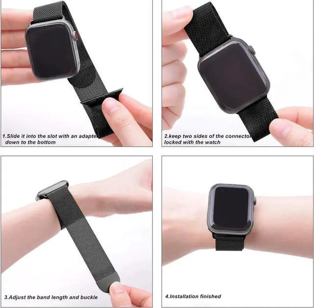 Alt view image 6 of 6 - Compatible with iWatch Band 38mm / 40mm - 42mm / 44mm Men Women Magnetic Closure Clasp Replacement Mesh Milanese Bands Compatible for Apple Watch iWatch Series 1 2 3 4